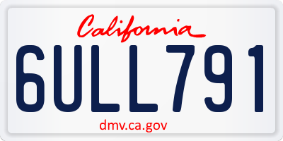 CA license plate 6ULL791
