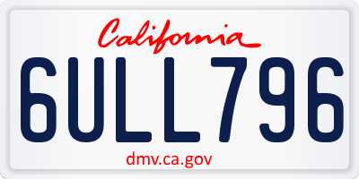 CA license plate 6ULL796