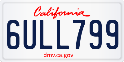 CA license plate 6ULL799