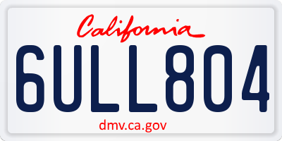 CA license plate 6ULL804