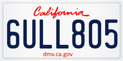 CA license plate 6ULL805