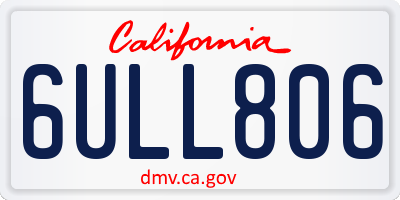 CA license plate 6ULL806