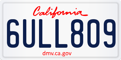 CA license plate 6ULL809