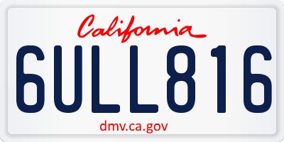 CA license plate 6ULL816