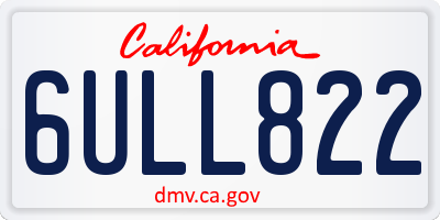 CA license plate 6ULL822