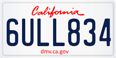 CA license plate 6ULL834
