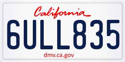 CA license plate 6ULL835