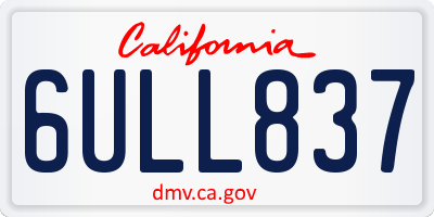 CA license plate 6ULL837