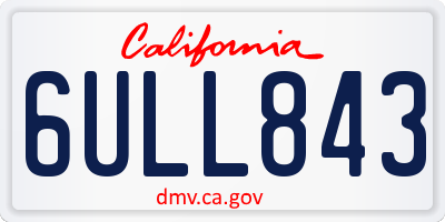 CA license plate 6ULL843
