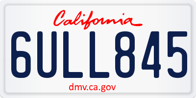 CA license plate 6ULL845
