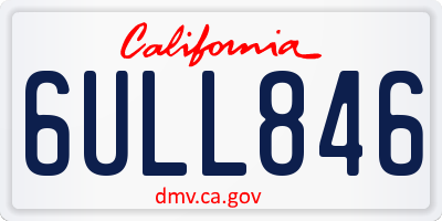 CA license plate 6ULL846