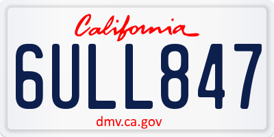 CA license plate 6ULL847