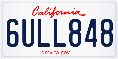 CA license plate 6ULL848