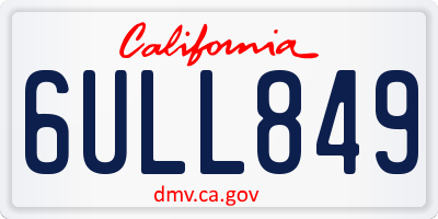 CA license plate 6ULL849