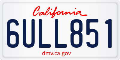 CA license plate 6ULL851