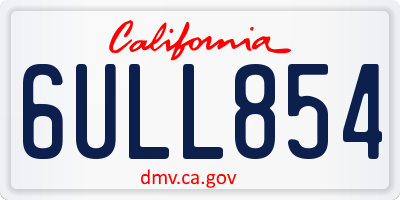 CA license plate 6ULL854