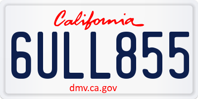 CA license plate 6ULL855