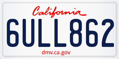 CA license plate 6ULL862