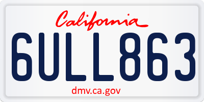 CA license plate 6ULL863