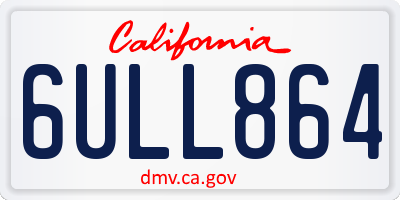 CA license plate 6ULL864