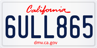 CA license plate 6ULL865