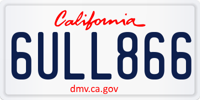 CA license plate 6ULL866