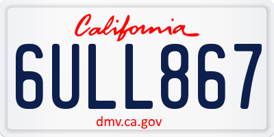CA license plate 6ULL867