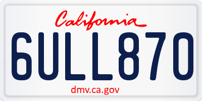 CA license plate 6ULL870