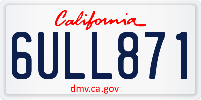 CA license plate 6ULL871