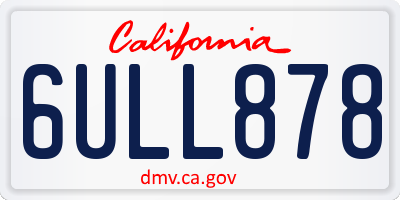 CA license plate 6ULL878
