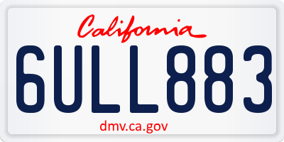 CA license plate 6ULL883