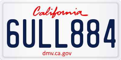 CA license plate 6ULL884