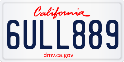 CA license plate 6ULL889