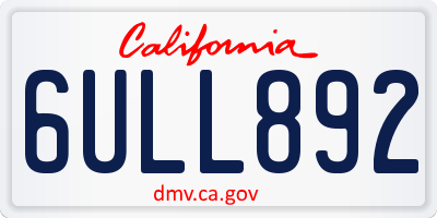 CA license plate 6ULL892