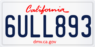 CA license plate 6ULL893