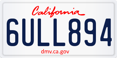 CA license plate 6ULL894