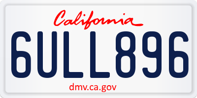 CA license plate 6ULL896