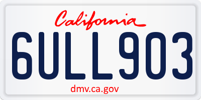 CA license plate 6ULL903