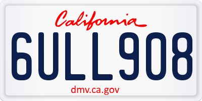 CA license plate 6ULL908