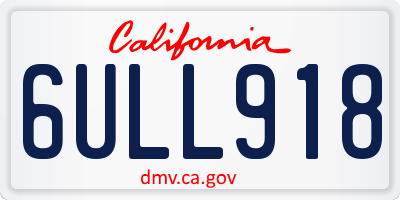 CA license plate 6ULL918