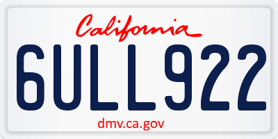 CA license plate 6ULL922