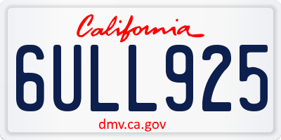 CA license plate 6ULL925