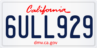 CA license plate 6ULL929