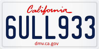 CA license plate 6ULL933