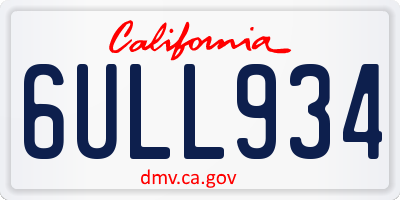 CA license plate 6ULL934