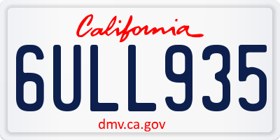 CA license plate 6ULL935