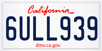 CA license plate 6ULL939