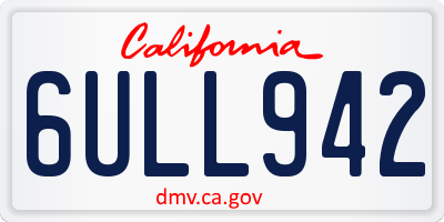 CA license plate 6ULL942