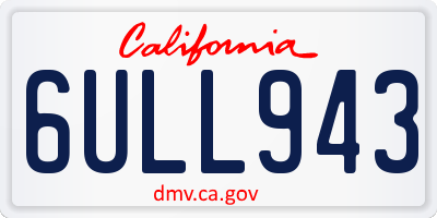 CA license plate 6ULL943
