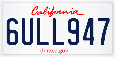CA license plate 6ULL947